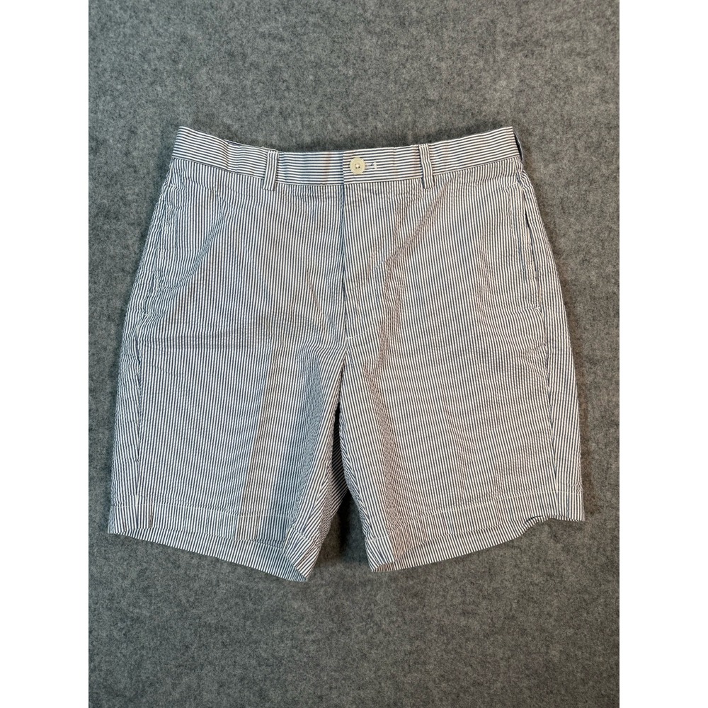 Brooks Brothers 346 Mens Seersucker Shorts Blue White Striped Cotton W34
